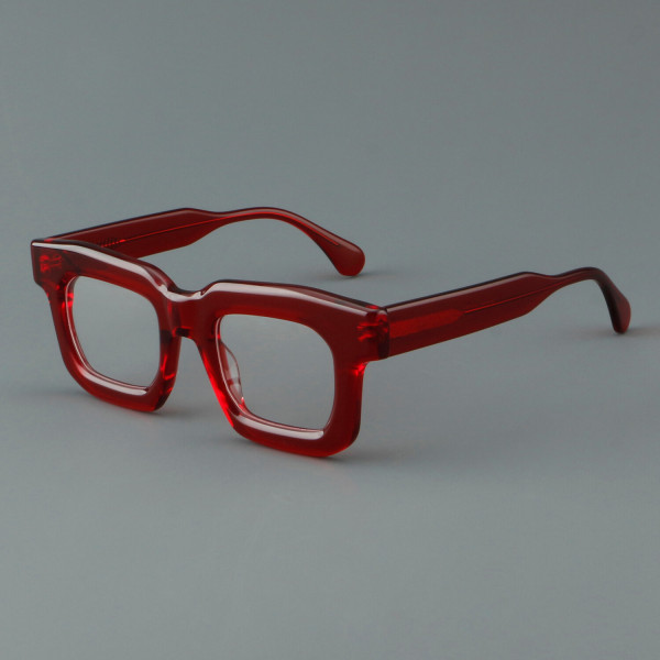 Square Acetate Glasses LE7078_Red