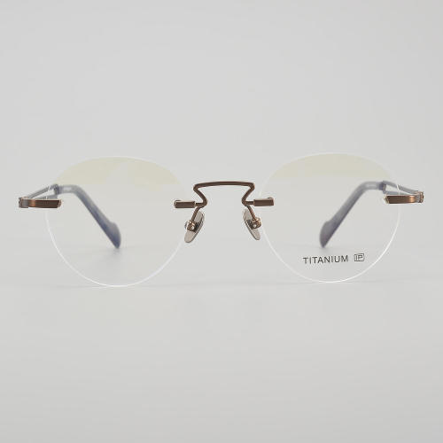 Round Titanium Glasses LE5143_Bronze - Gunmetal