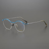 Half Rim Titanium Glasses LE5010_Blue - Silver