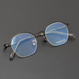 Half Rim Titanium Glasses LE5010_Black - Silver Front View