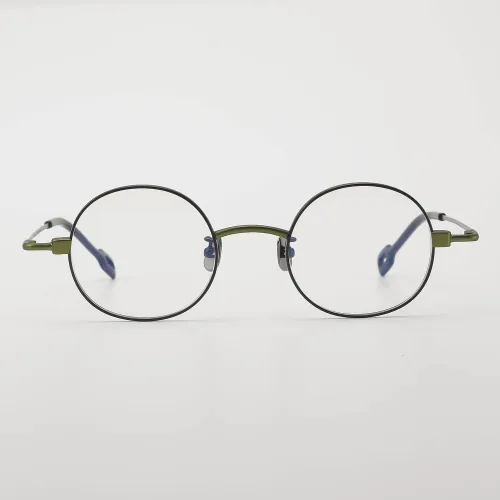 Round Titanium Glasses LE5009_Black - Green