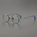 Round Titanium Glasses LE5009_Purple - Green