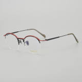 Half Rim Titanium Glasses LE5010_Black - Red