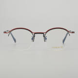 Half Rim Titanium Glasses LE5010_Black - Red Front View