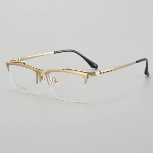 Flip Up Half Rim Titanium Glasses LE5199_Gold