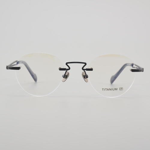 Round Titanium Glasses LE5143_Black