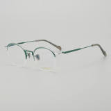 Half Rim Titanium Glasses LE5010_Green - Silver