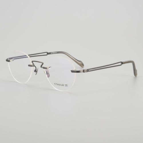 Round Titanium Glasses LE5143_Gunmetal