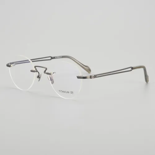 Round Titanium Glasses LE5143_Gunmetal