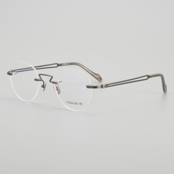Round Titanium Glasses LE5143_Gunmetal