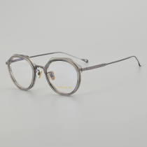 Geometric Acetate & Titanium Glasses LE5335_Grey - Gunmetal