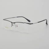 Half Rim Titanium Glasses LE5347_Black - Silver
