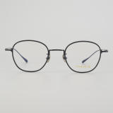 Round Titanium Glasses LE5334_Black Front View