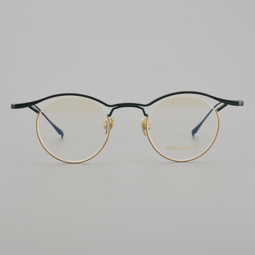 Browline Titanium Glasses LE5016_Green - Gold