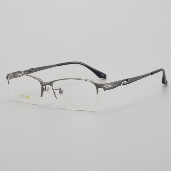Half Rim Titanium Glasses LE5312_Grey - Gunmetal