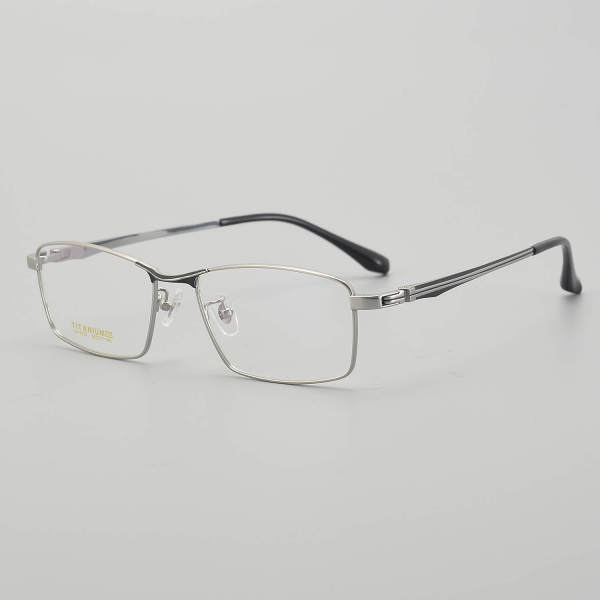 Rectangle Titanium Glasses LE5346_Black - Silver