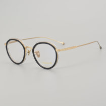 Geometric Acetate & Titanium Glasses LE5335_Black - Gold