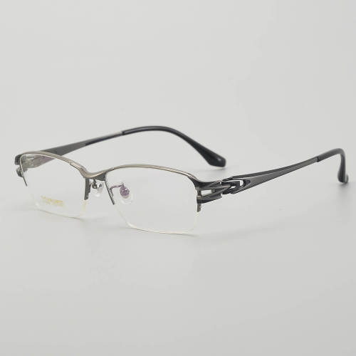 Half Rim Titanium Glasses LE5311_Gunmetal - Black