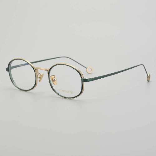 Oval Titanium Glasses LE5307_Green - Gold