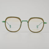 Square Titanium Glasses LE5019_Green Front View