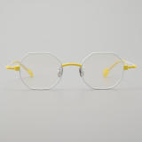 Geometric Titanium Glasses LE5023_White - Yellow