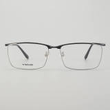 Rectangle Titanium Glasses LE5276_Black - Silver Front View