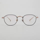 Round Titanium Glasses LE5256_Black - Gold Front View