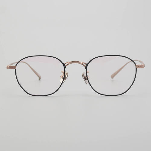 Round Titanium Glasses LE5256_Black - Gold