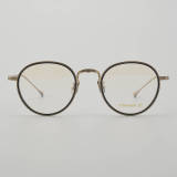 Round Titanium Glasses LE5285_Gold - Black Front View