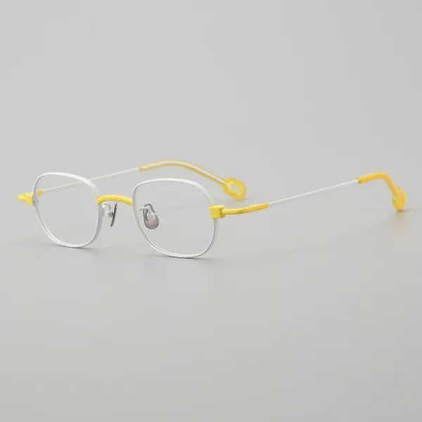 Oval Titanium Glasses LE5255_White - Yellow