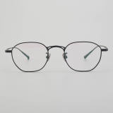 Round Titanium Glasses LE5256_Black Front View