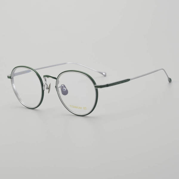 Round Titanium Glasses LE5285_Green - Silver