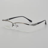Half Rim Titanium Glasses LE5247_Gunmetal