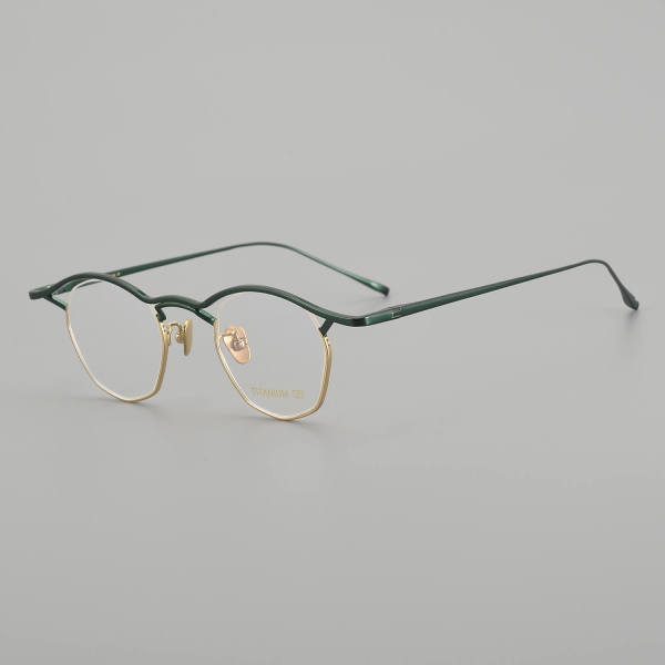 Browline Titanium Glasses LE5021_Green - Gold