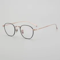 Round Titanium Glasses LE5256_Black - Gold