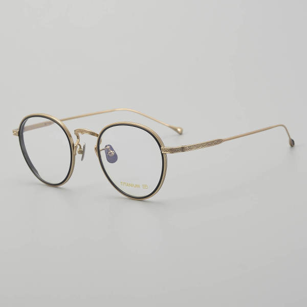 Round Titanium Glasses LE5285_Gold - Black