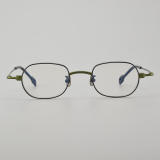 Oval Titanium Glasses LE5255_Black - Green Front View
