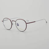 Round Titanium Glasses LE5285_Red - Silver