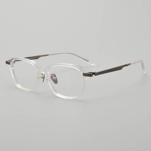 Square Acetate & Titanium Glasses LE5217_Clear - Bronze