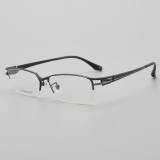 Half Rim Titanium Glasses LE5200_Black - Gunmetal