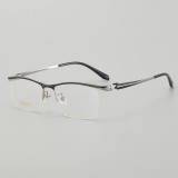 Half Rim Titanium Glasses LE5218_Black - Silver