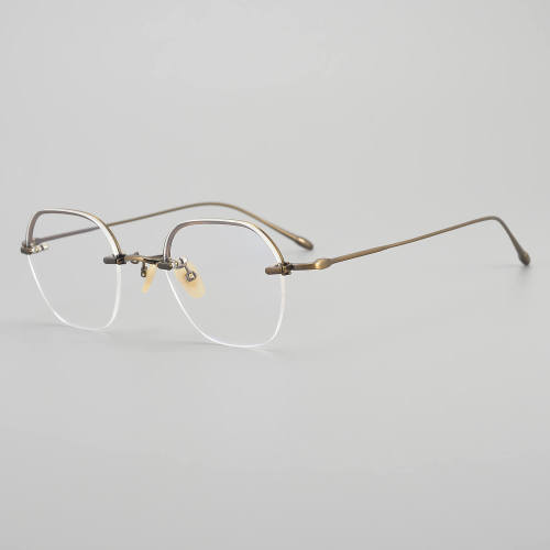 Half Rim Titanium Glasses LE5215_Bronze