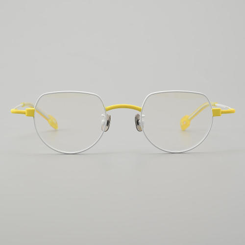 Geometric Titanium Glasses LE5238_White - Yellow