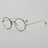 Round Titanium Glasses LE5201_Black - Gold