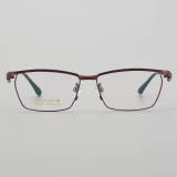 Browline Titanium Glasses LE5227_Red - Silver Front View
