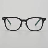 Square Acetate & Titanium Glasses LE5212_Black Front View