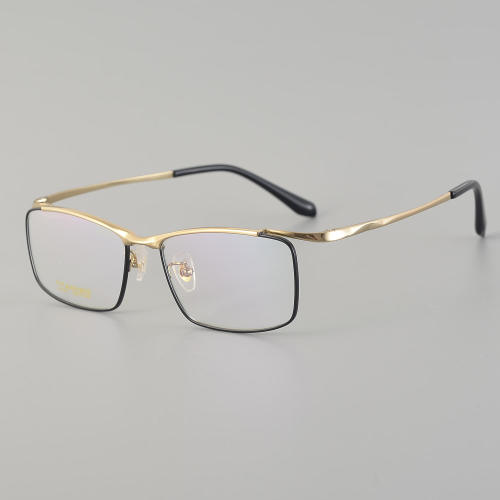 Rectangle Titanium Glasses LE5237_Black - Gold