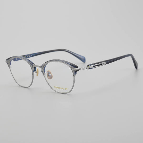 Browline Titanium Glasses LE5194_Silver - Blue