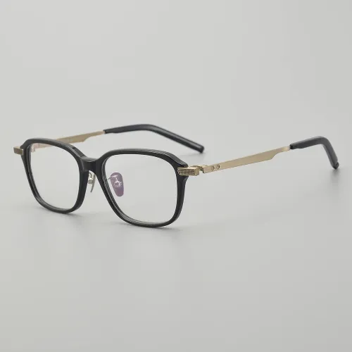 Square Acetate & Titanium Glasses LE5217_Black - Gold