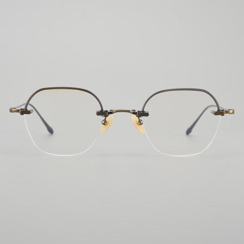 Half Rim Titanium Glasses LE5215_Bronze